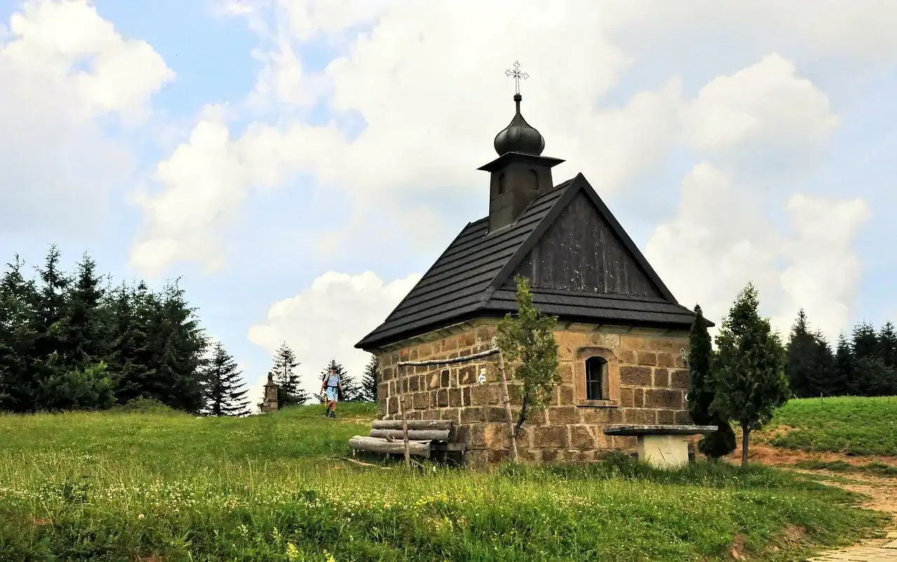 Zielony grzbiet Baraniej Góry latem, Beskid Śląski